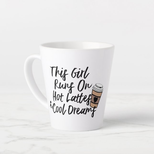 Hipster Heiße Latte und Coole Träume Kaffee Tasse (Linke Ecke)