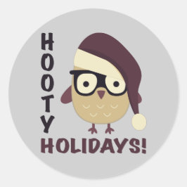 Hipster Hooty Ferien! Runder Aufkleber