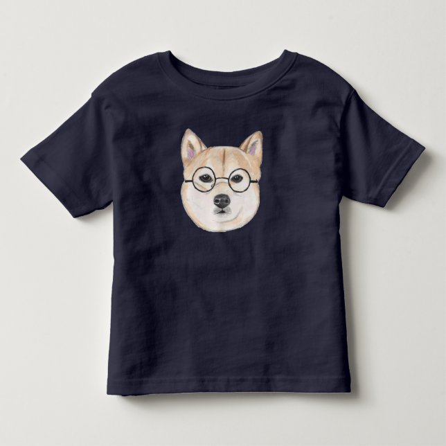 Hipster-Hund, Shiba Inu mit Überformatgläsern Kleinkind T-shirt (Vorderseite)