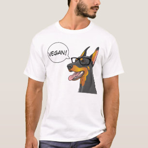 Hipster-Hundegeek-Dobermann sagt veganes! T-Shirt