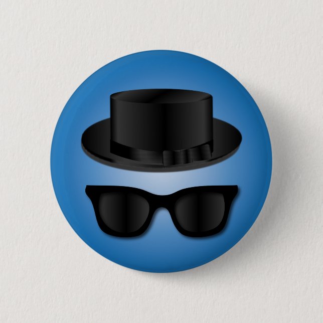Hipster-Hut und Gläser Button (Vorderseite)