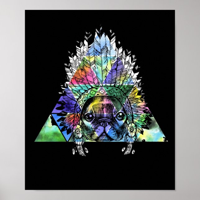 Hipster Indischer Mops Dog Poster (Vorne)