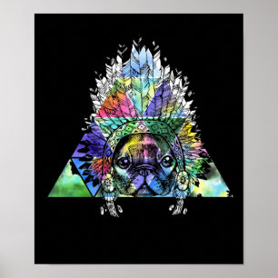 Hipster-indischer Mops-Hund Poster