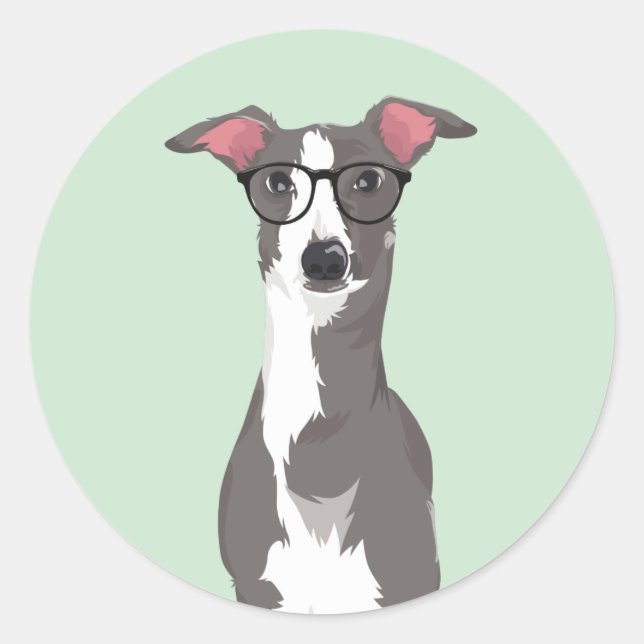 Hipster Italienischer Grauhund Hund für Hundeliebh Runder Aufkleber (Vorderseite)