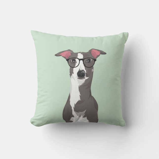 Hipster-italienischer Windhund-Hund für Kissen (Vorderseite)