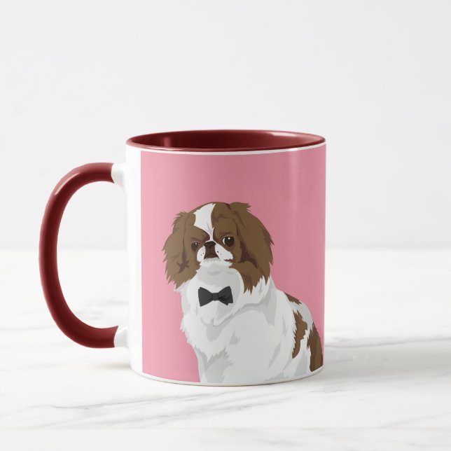 Hipster-Japaner Chin mit schwarzer Krawatte für Tasse (Links)
