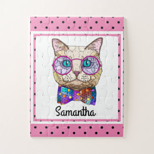 Hipster Katze auf Polka Dots, Personalisierte Kind