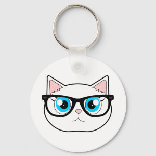 Hipster-Katze Schlüsselanhänger