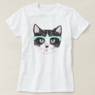 Hipster-Katze (Schwarzweiss) T-Shirt