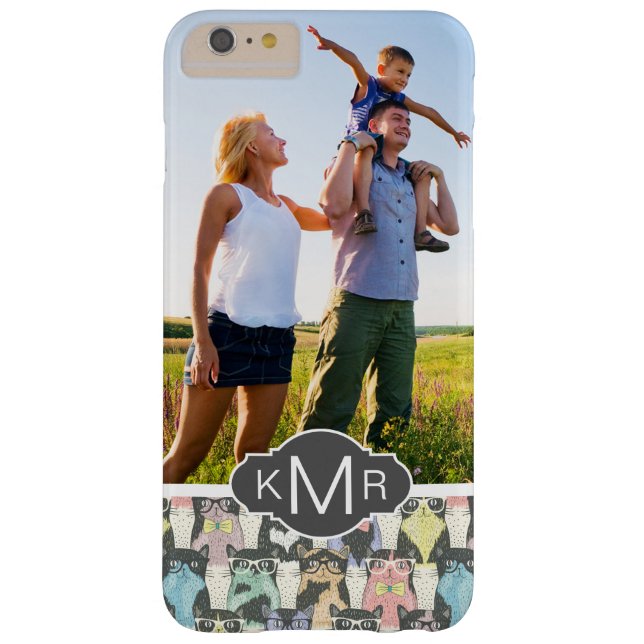 Hipster-Katzen-Muster des Monogramm-| niedliches Case-Mate iPhone Hülle (Rückseite)