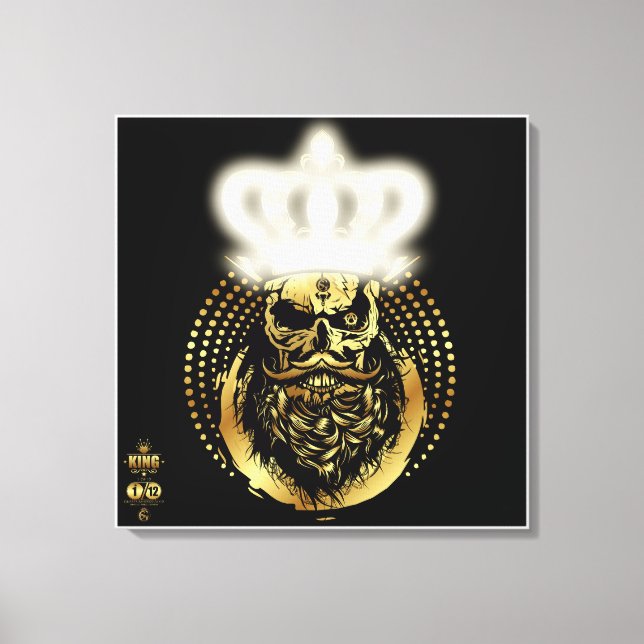 Hipster King Skull König Barbu und Must Leinwanddruck (Vorderseite)