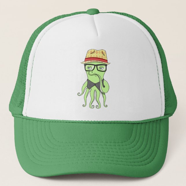 Hipster-Kraken-Hut Truckerkappe (Vorderseite)