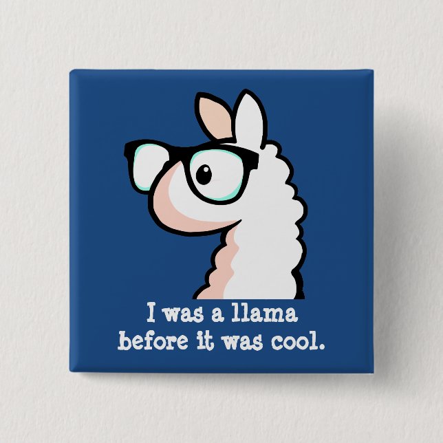Hipster-Lama Button (Vorderseite)