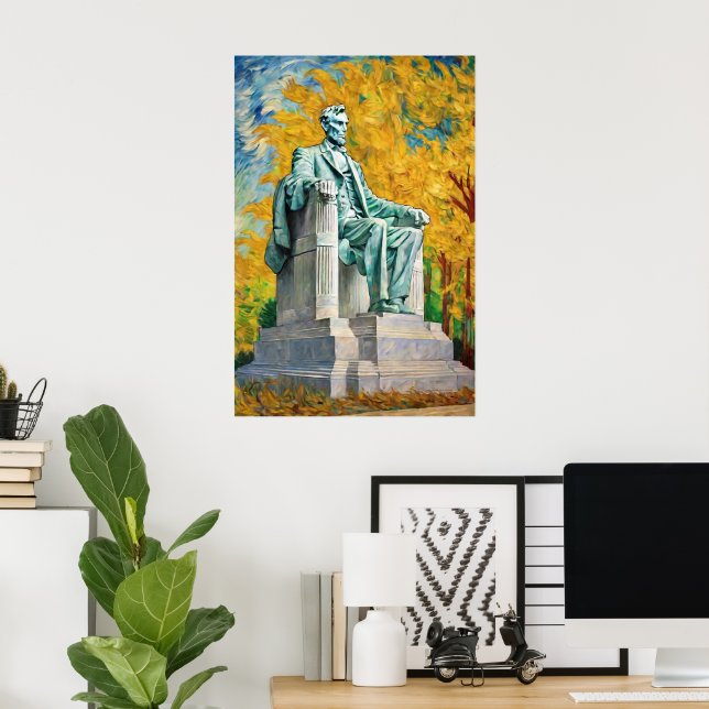 Hipster Lincoln Paint Portrait Van Gogh Gemälde Poster (Heimbüro)