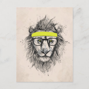 Hipster Löwe (heller Hintergrund) Postkarte