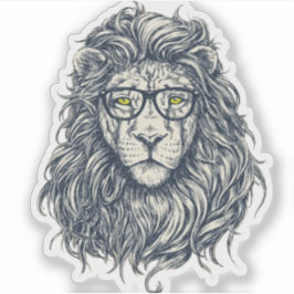 Hipster-Löwe mit Brille Sticker | Cooler Geek-Köni
