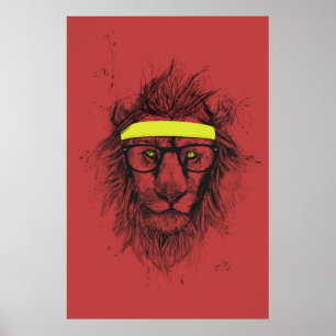 Hipster Löwe (rot) Poster