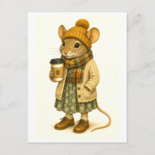Hipster-Maus-Postkarte Postkarte