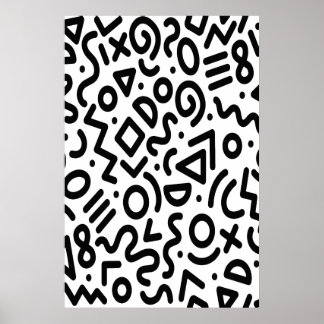 Hipster Memphis Style Schwarzweiß geometrisch Poster