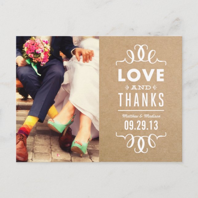 HIPSTER MODERNE | CARTE POST MERCI MARIAGE (Devant)