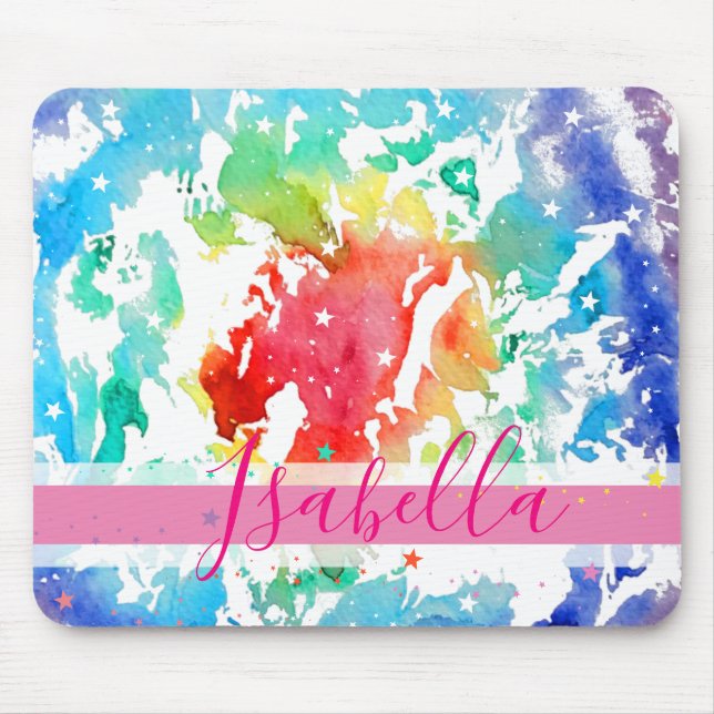 Hipster Monogram Rainbow Gefärbte Krawatte Mousepad (Vorne)