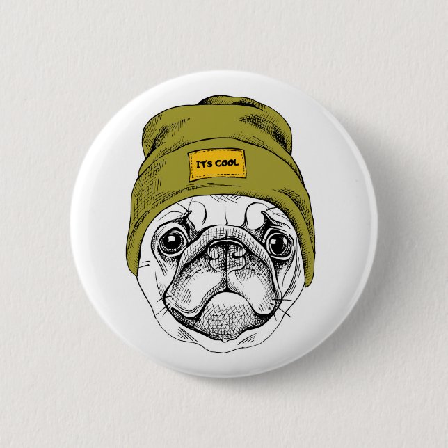 Hipster-Mops | ist es cool Button (Vorderseite)