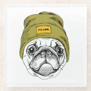 Hipster-Mops ist es cool Glasuntersetzer