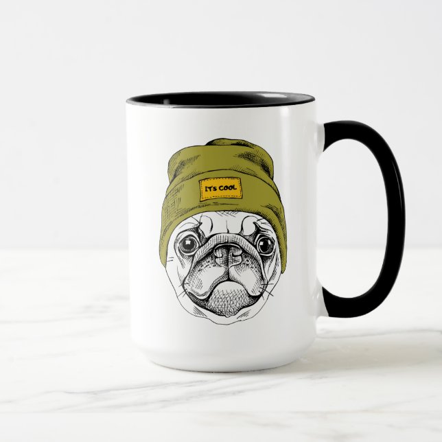 Hipster-Mops | ist es cool Tasse (Rechts)