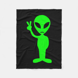 Hipster Mustache Green Alien Fleecedecke
