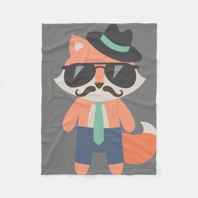 Hipster Mustache Herr Cool Fox Baby Fleecedecke (Vorderseite)