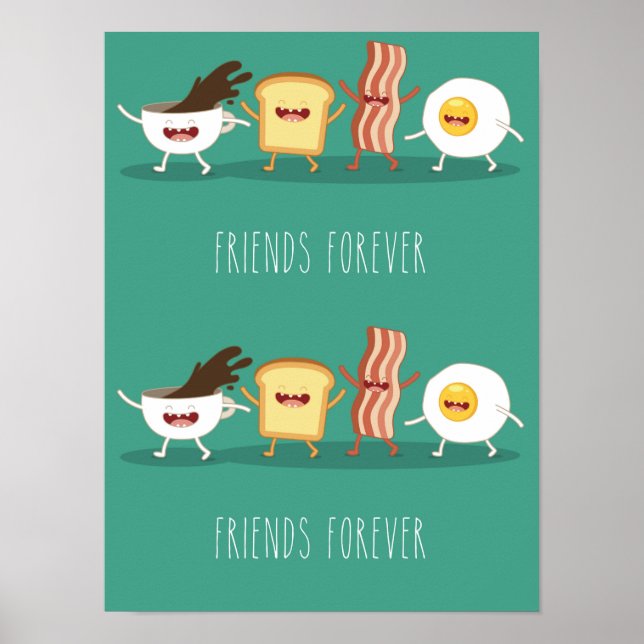 Hipster, Muster, Freunde für immer, Ei, Kaffee, Poster (Vorne)