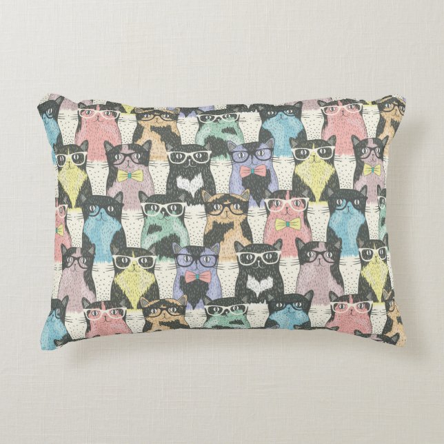 Hipster Niedliche Katzen Muster Zierkissen (Vorderseite)