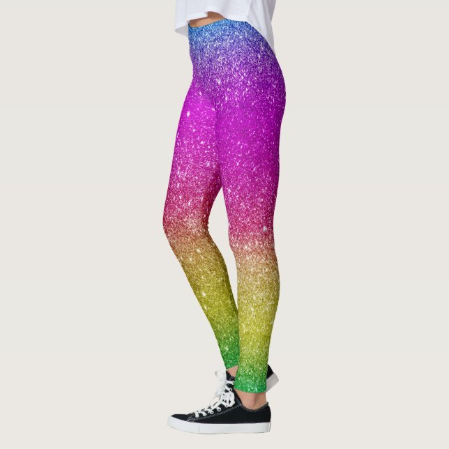 Hipster niedlicher, hellrosa Magenta Glitzer Regen Leggings (Links)