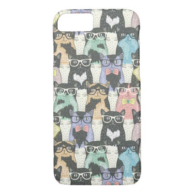 Hipster-niedliches Katzen-Muster Case-Mate iPhone Hülle (Rückseite)