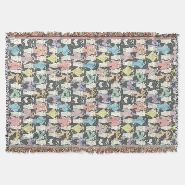 Hipster-niedliches Katzen-Muster Decke (Vorderseite)
