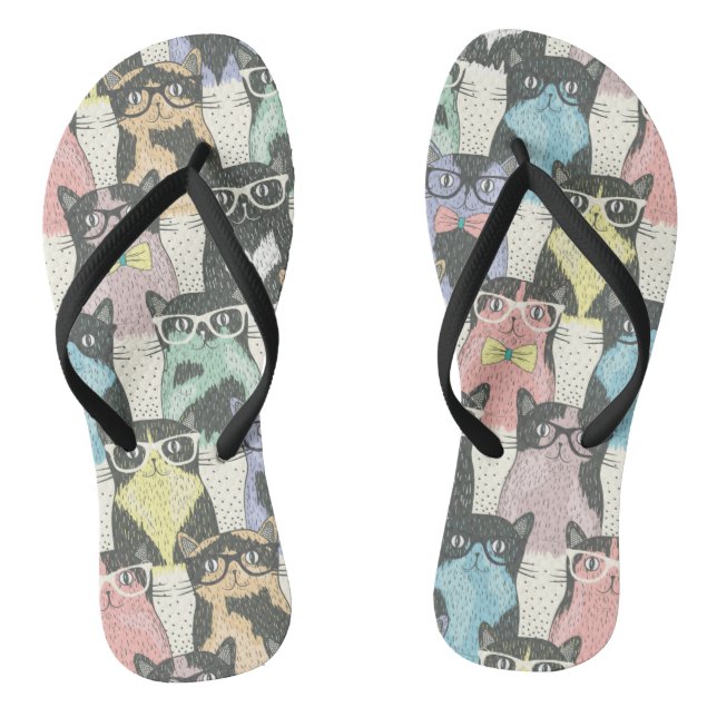 Hipster Niedliches Katzen Muster Flip Flops (Fußbett)