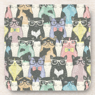 Hipster-niedliches Katzen-Muster Getränkeuntersetzer