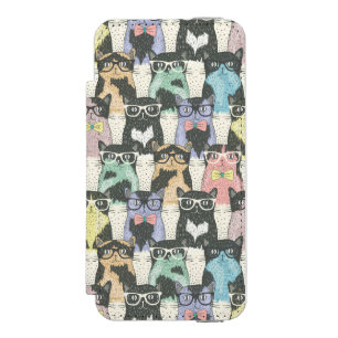 Hipster-niedliches Katzen-Muster Incipio Watson™ iPhone 5 Geldbörsen Hülle