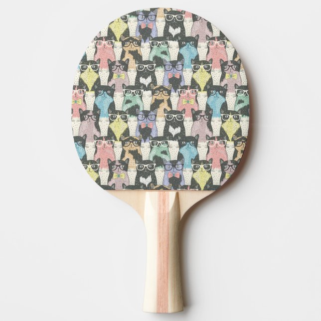 Hipster-niedliches Katzen-Muster Tischtennis Schläger (Vorderseite)