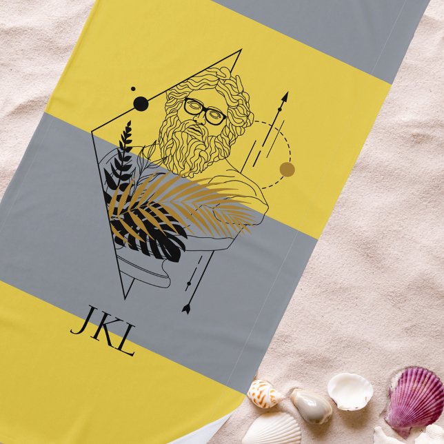 Hipster Olympic God Colorblock Monogram Strandtuch (Von Creator hochgeladen)