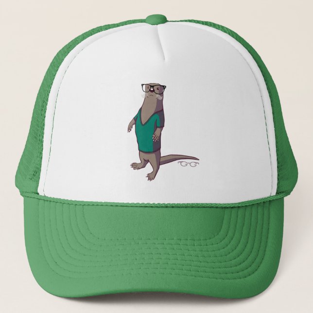 Hipster-Otter-Hut (ohne Text) Truckerkappe (Vorderseite)