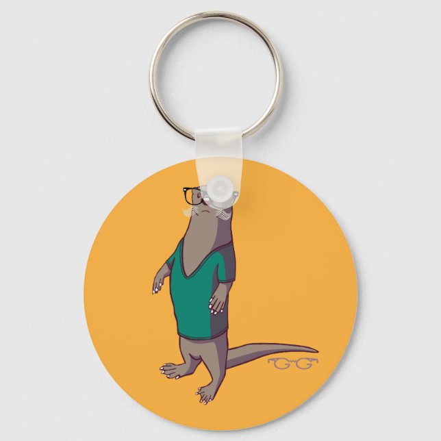 Hipster Otter Keychain (without text) Schlüsselanhänger (Vorderseite)