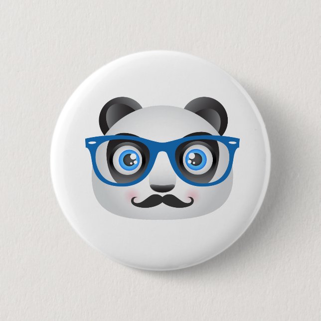 Hipster-Panda-Knopf Button (Vorderseite)
