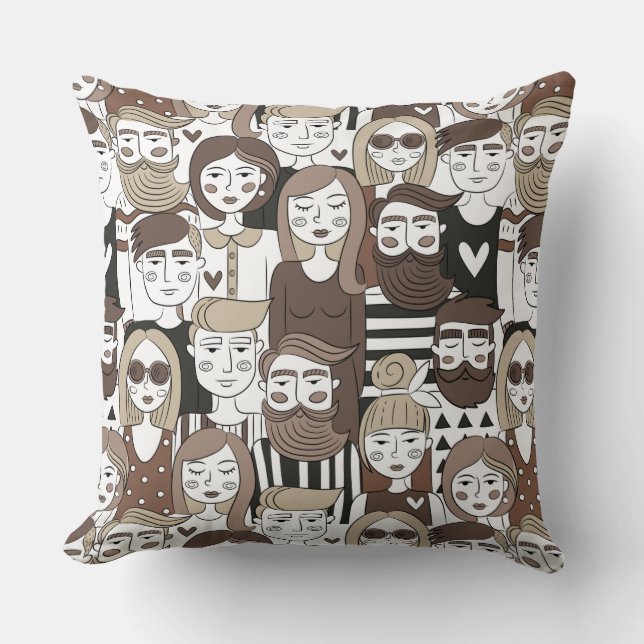 Hipster Pattern werfen Kissen (Vorderseite)