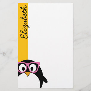 Hipster Penguin - Niedlicher Cartoon Gelb Rosa Briefpapier