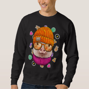 Hipster Pig Geek Nerd Glasses Farm Animal Liebe Pe Sweatshirt