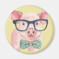 Hipster Pink Pig