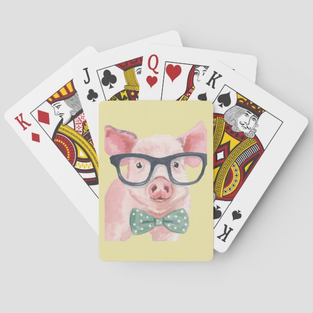 Hipster Pink Pig Spielkarten (Rückseite)