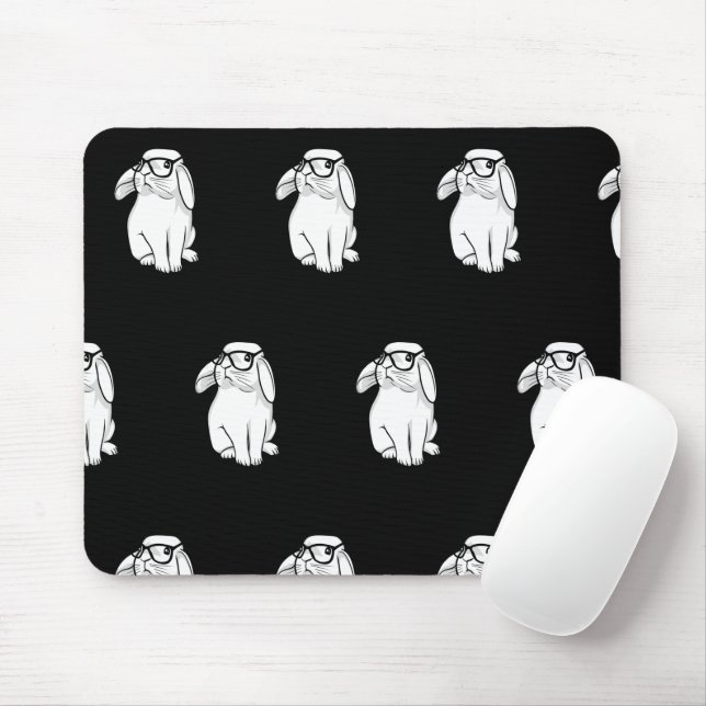 Hipster Rabbit Funny Bunny mit Brille Niedlich Ani Mousepad (Mit Mouse)