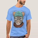 Hipster Rat With Glasses Mouse Rodent Lover  T-Shirt<br><div class="desc">Hipster Rat With Glasses Mouse Rodent Lover  .</div>